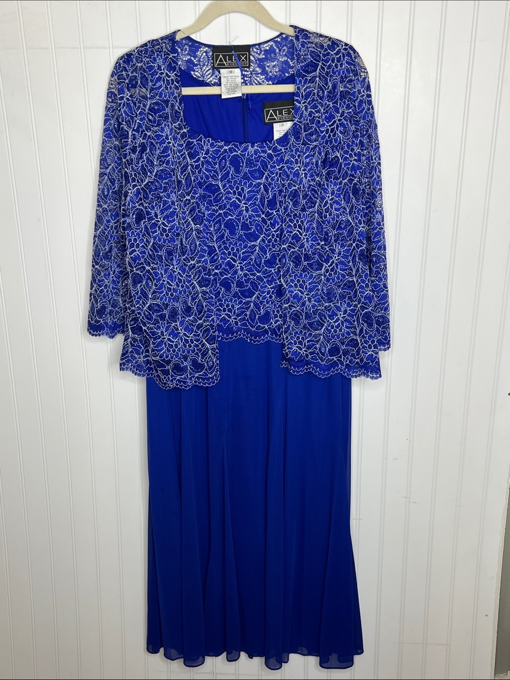 Alex Evenings Cobalt Blue Lace Jacket Evening Dress Size 10